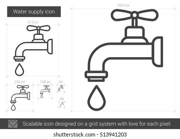 Water supply vector line icon isolated on white background. Water supply line icon for infographic, website or app. Scalable icon designed on a grid system.