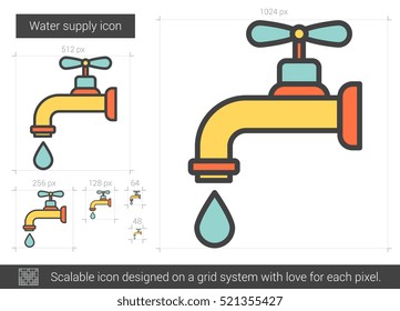 Water supply vector line icon isolated on white background. Water supply line icon for infographic, website or app. Scalable icon designed on a grid system.