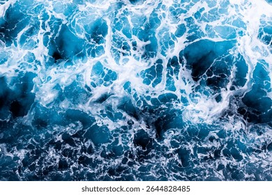 Water surface background. Aerial view of beautiful foamy water. Can be used in covers, packaging, posters, textures, cards, art, and design projects. Breathtaking vector illustration.