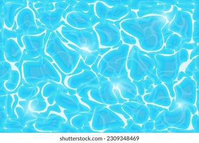 Water surface. Blue ocean or poll with clear water. Top view. Vector design.