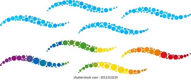 Water surface collage icon of circle spots in various sizes and rainbow bright color tints. A dotted LGBT-colored water surface for lesbians, gays, bisexuals, and transgenders.