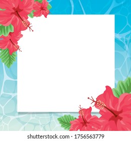 Water surface hibiscus text space material