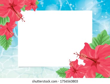 Water surface hibiscus text space material