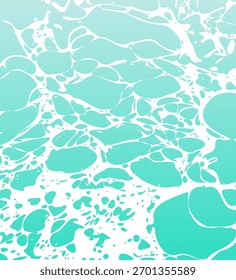 Ilustración de la superficie del agua en Vector. Espuma de mar, ondas y ondas sobre fondo verde. Dinámico movimiento oceánico