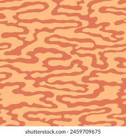 Superficie de agua en la Ilustración vectorial del atardecer. Dibujado a mano naranja mar ondulación sin patrón. Diseño de baldosas estéticas oceánicas. Relleno interminable estilo boho.