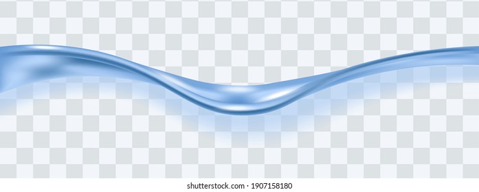 Water surface slightly splashing realistic vector illustration isolated on transparent background. Template of splash of blue liquid or water wave transparent effect.