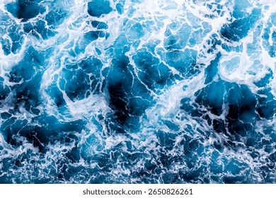 Water surface texture. Aerial view of elegant water with foam. Can be used in covers, packaging, posters, textures, wallpapers, art and design projects. Awesome vector illustration.
