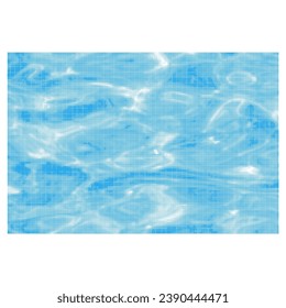 Water surface transparent with waves and streaks, from blue circle dots of different sizes on white background