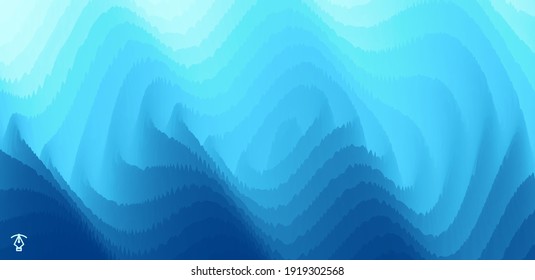 Superficie de agua en azul vibrante. Abstracto salpicado de ondas. Antecedentes para banner, afiche, volante, tarjeta, portada o folleto. Ilustración vectorial ondulada 3D. 