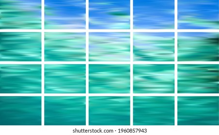 Olas de superficie de agua riegan la colección vectorial de fondo de gradiente de fluido. Fondo de fluido líquido azul turquesa de movimiento de riego de agua. Patrones de imitación de agua degradada. Colocación de las ondas de fondo de superficie.