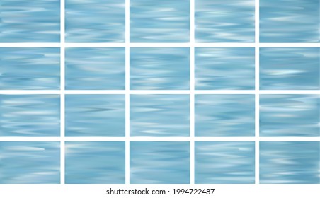 Olas de superficie de agua riegan la colección vectorial de fondo de gradiente de fluido. Fondo de fluido líquido azul turquesa de movimiento de riego de agua. Patrones de imitación de agua degradada. Colocación de las ondas de fondo de superficie.