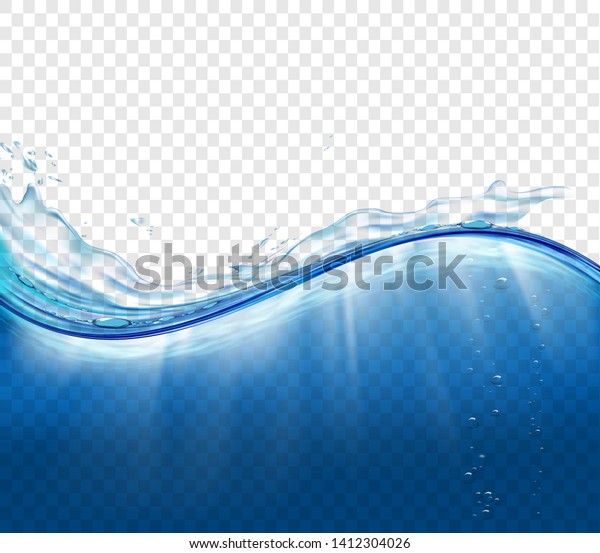 波と水しぶきの水面 透明な背景に ベクターイラスト のベクター画像素材 ロイヤリティフリー
