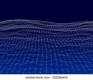 Water Surface. Wavy Grid Vector Background