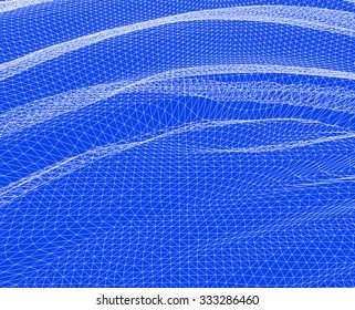 Water Surface. Wavy Grid Vector Background