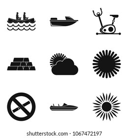 Water swim icons set. Simple set of 9 water swim vector icons for web isolated on white background