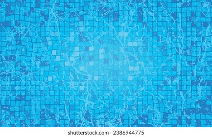 Water in swimming pool colorful background with surface water in aqua park and bottom covered with ceramic tiles vector illustration