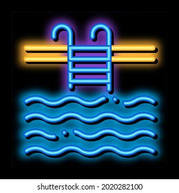 Water Swimming Pool neon light sign vector. Glowing bright icon transparent symbol illustration