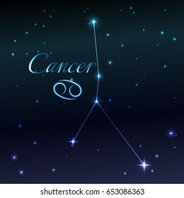 Water symbol of Cancer zodiac sign, horoscope, vector art and illustration. Star constellation.