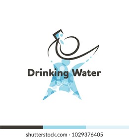 Water symbol logo design template icon. logo with a person drinking water. May be used in ecological, medical, chemical, food and oil design
