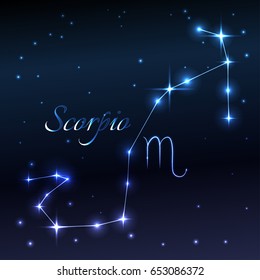 Water symbol of Scorpio zodiac sign, horoscope, vector art and illustration. Star constellation.