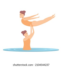 Water synchro swim icon cartoon vector. Sport swimmer. Skill athlete