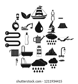 Water system icons set. Simple set of 25 water system vector icons for web isolated on white background