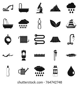 Water system icons set. Simple set of 25 water system vector icons for web isolated on white background