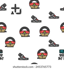 water system irrigation sprinker Vector Seamless Pattern Thin Line Illustration