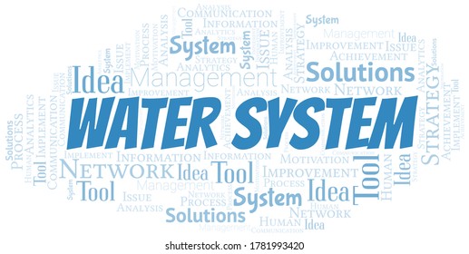 Water System typography vector word cloud.