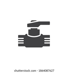 Wasser auf Vektorsymbol. volles Flachzeichen für mobiles Konzept und Webdesign. Pipe mit Klappsymbol. Klempnersymbol, Logo-Abbildung. Vektorgrafik