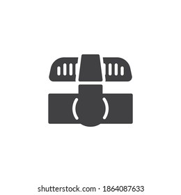 Wasser auf Vektorsymbol. volles Flachzeichen für mobiles Konzept und Webdesign. Pipe mit Klappsymbol. Klempnersymbol, Logo-Abbildung. Vektorgrafik