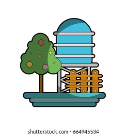 water tabk towel with tree and grid wood