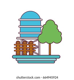water tabk towel with tree and grid wood