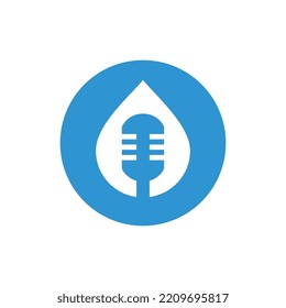 Water Talk Podcast Logo Icon Design Vector, Mic And Water Drop Logo Combination