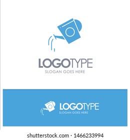 Water Tank, Beverage, Bottle, Tank, Water Blue Solid Logo with place for tagline. Vector Icon Template background