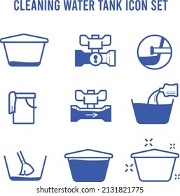 Water Tank Cleaning Icons. Waterbox Icon set.