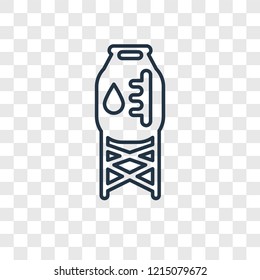 Water tank concept vector linear icon isolated on transparent background, Water tank concept transparency concept in outline style