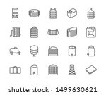 Water tank flat line icons set. Liquid storage, plastic container, rainwater harvesting, oil plastic barrel, vector illustrations. Outline signs for aqua industry. Pixel perfect. Editable Stroke