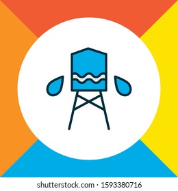 Water tank icon colored line symbol. Premium quality isolated reservoir element in trendy style.