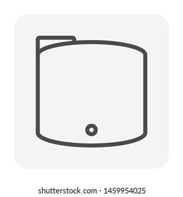 Water tank icon or water container. Using storage liquid and water i.e. rain, natural and tap water for drinking, irrigation, agriculture, farming, livestock, food preparation, fire suppression etc.