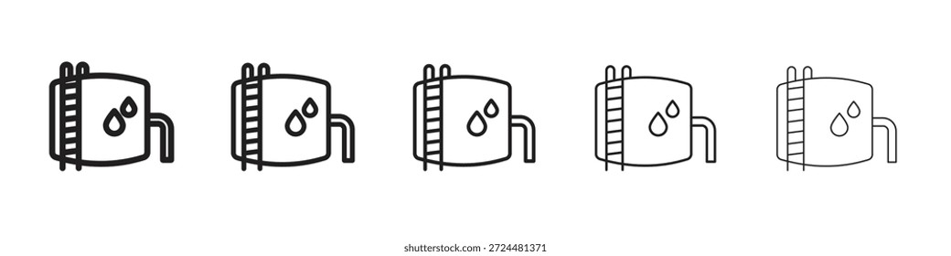 Diseño de icono de tanque de agua en estilo de trazo editable delgado para trabajo gráfico