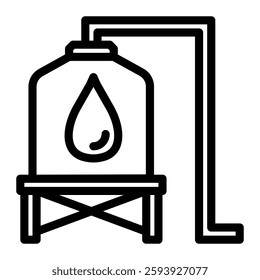 Water tank icon line style transparent