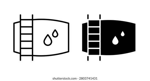 Water tank icon linear versions pack on white background.