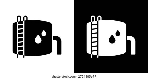 Icono de tanque de agua ilustraciones gráficas planas simples. Vector de silueta blanco y negro