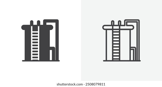 Icono del tanque de agua en estilo sólido y delineado