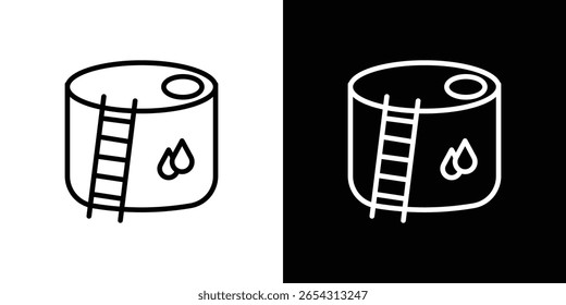 Ícones de tanque de água em estilo de linha. Traçados em preto-e-branco editáveis