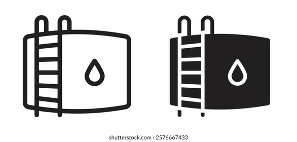 Water tank icons in outline and stroke versions