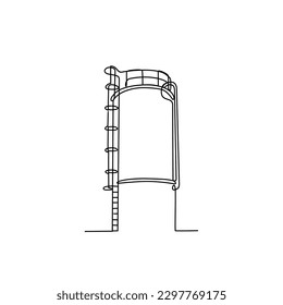 water tank at industrial power plant in continuous line art drawing style. design with Minimalist black linear design isolated on white background. Vector illustration