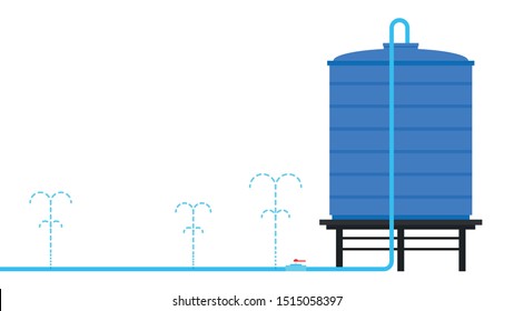 Water tank leak. water tank vector. free space for text. water tank on white background.