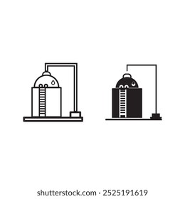 Conjunto de iconos lineales de tanque de agua. Ilustración vectorial sobre fondo blanco